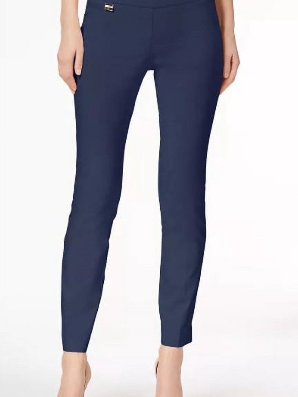 Alfani Tummy Control Pull On Navy Cropped Ankle Pants Size 6 Short